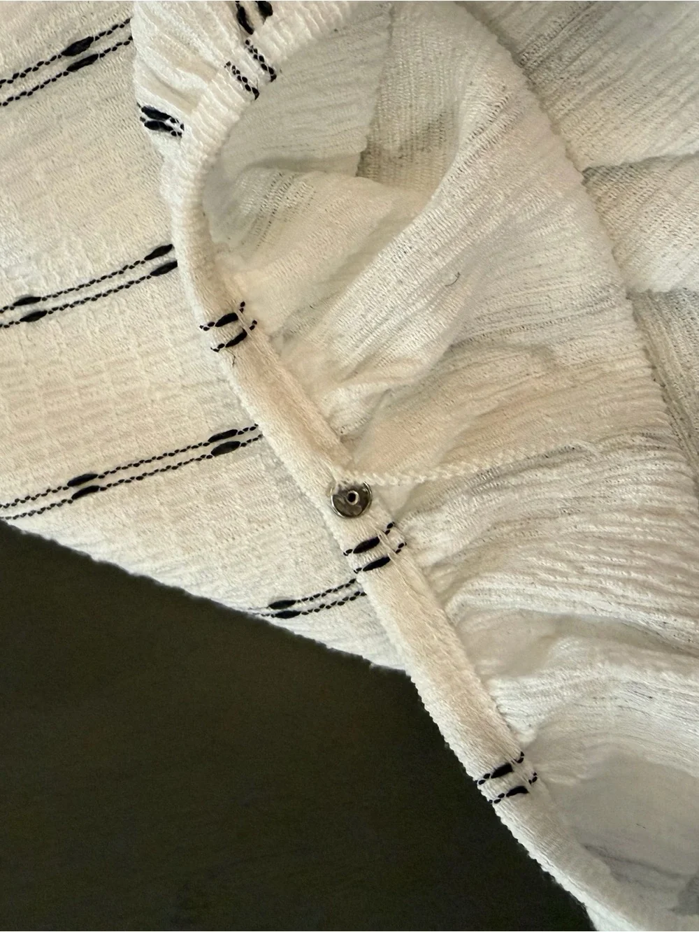 Madewell White Pinstripe Puff-Sleeve Square-Neck Top